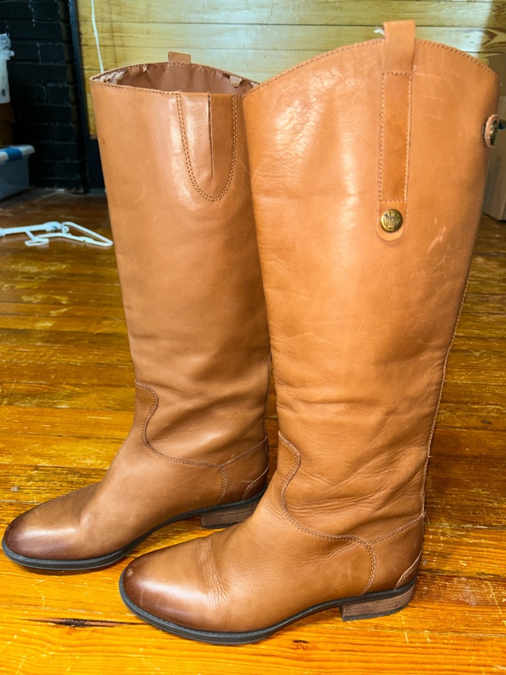 Sam Edelman | Tall Leather Riding Boots in Cognac Tan
